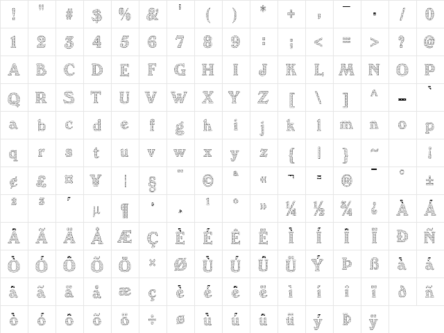WendonLattice Becker Normal  glyph index
