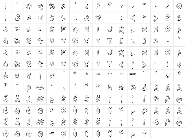 Righteous Kill Outline Regular  glyph index