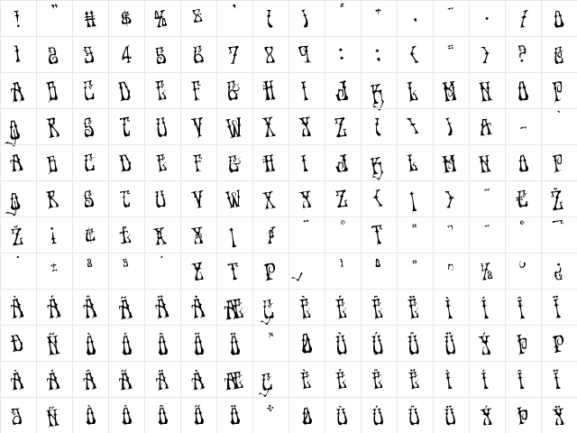 Instant Zen Rotated Regular  glyph index