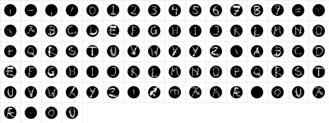 InkAlphabetInvers Regular  glyph index