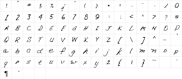 Chapman Regular  glyph index