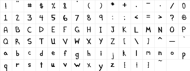 Misfit of Sorts Regular  glyph index