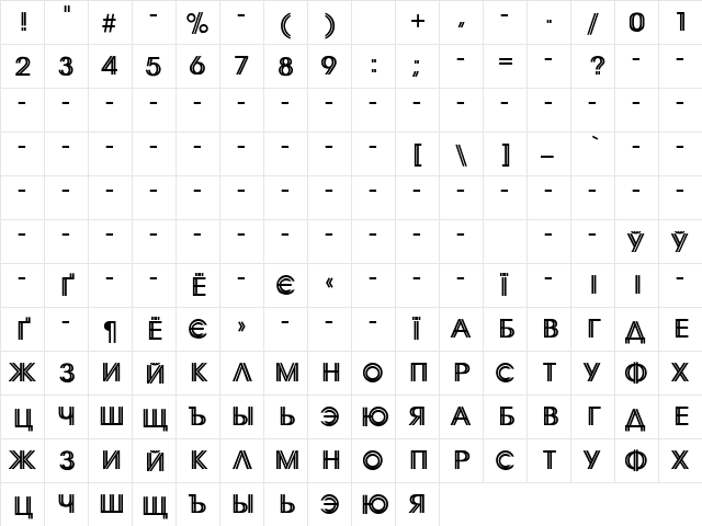 Akselerat Regular  glyph index