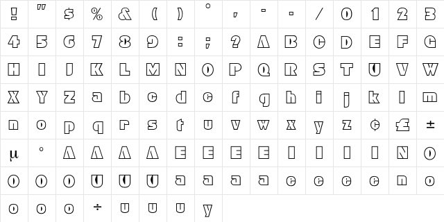 Domino Regular  glyph index