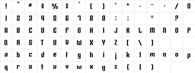 Neathick Regular  glyph index
