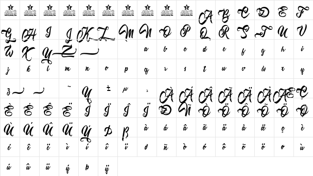 Chapter One Personal Use Regular  glyph index