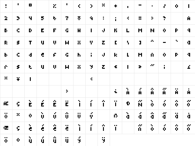 Type Four Regular  glyph index