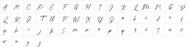 Abdillah FREE Regular  glyph index