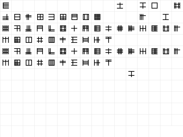 Ancient Glyph Regular  glyph index