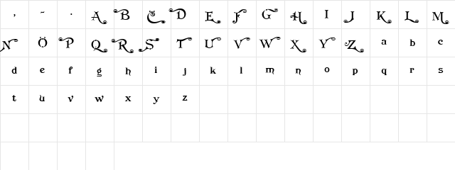redraw1 Regular  glyph index