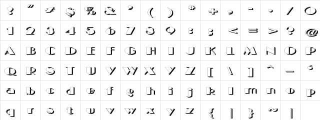 BIGCSHAD-Normal Extended Regular  glyph index