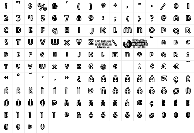 GoyaInline Regular  glyph index