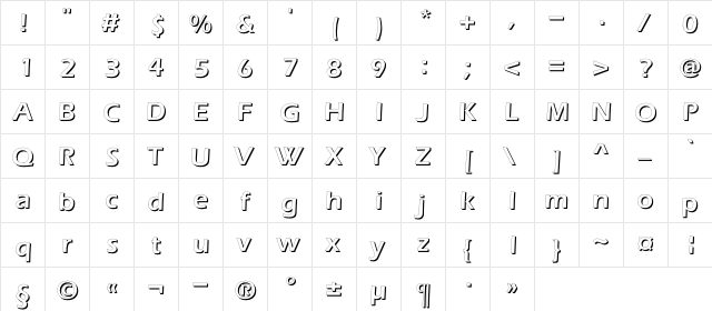 EverestShadowC Regular  glyph index
