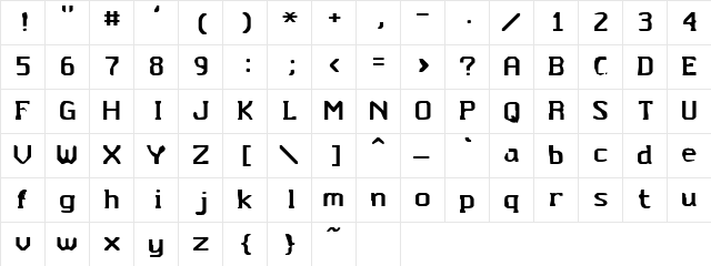 Untitted Regular  glyph index