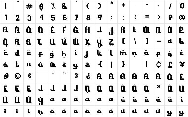 Ramadhani Regular  glyph index