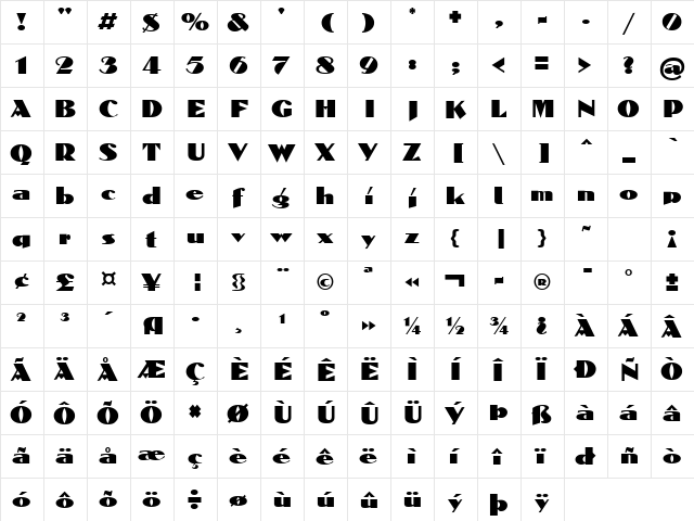 Domenic Regular  glyph index