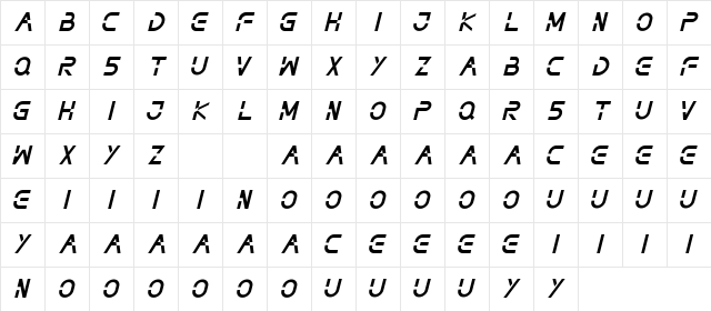 NOTHAN DEMO Italic  glyph index