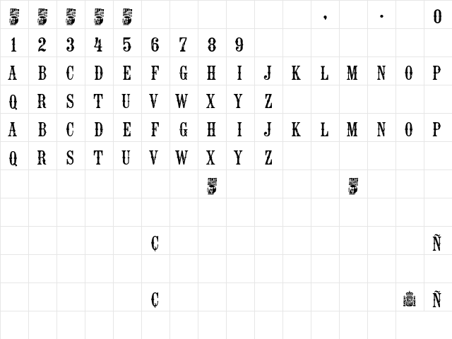 Espa֡ Regular  glyph index