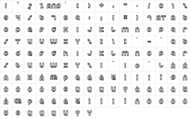 Dreamland Regular  glyph index