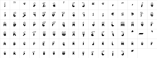 Visionaries Normal  glyph index