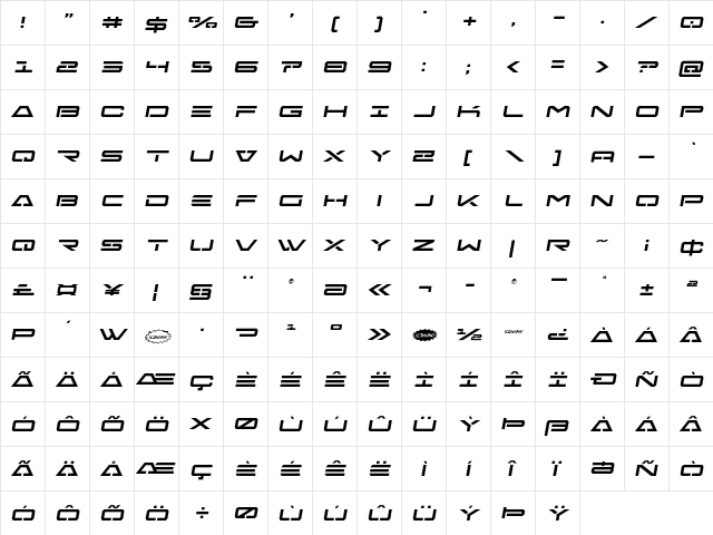 Free Agent Semi-Italic Semi-Italic  glyph index