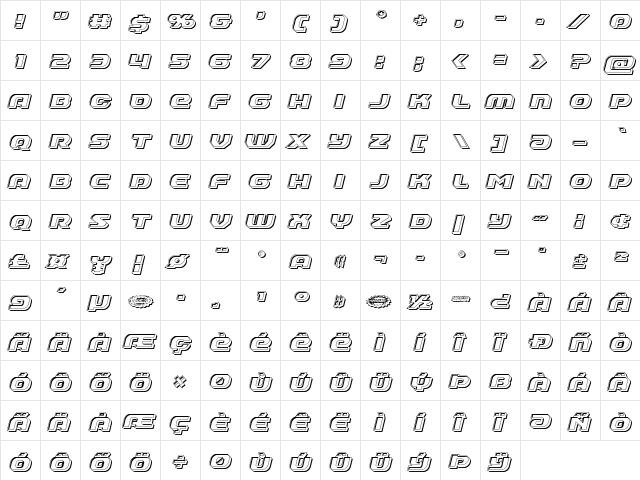 Annapolis Bevel Italic Italic  glyph index