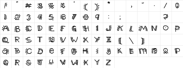 Crick Regular  glyph index