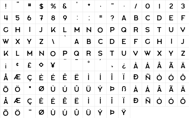 Labor Union Small  glyph index