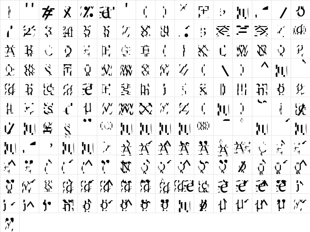 F2FPrototipaMultipla LT Std Regular  glyph index