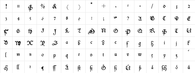 Koberger Regular  glyph index