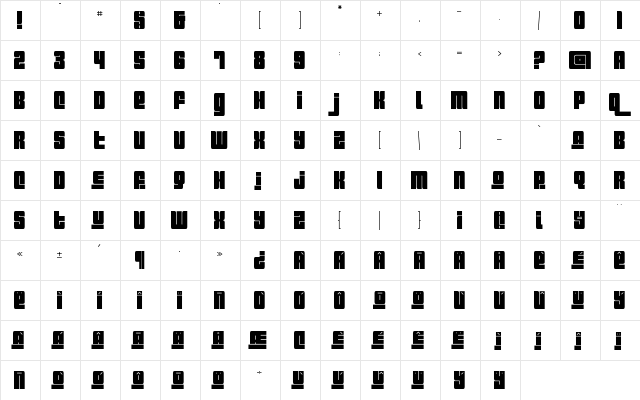 Pincoyablack Black  glyph index