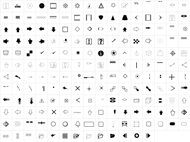 DTPDingbats Medium  glyph index