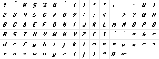 Detonate (BRK) Regular  glyph index
