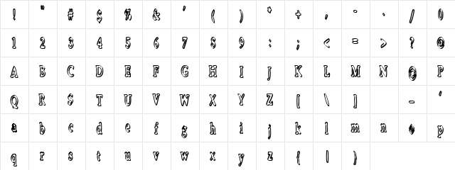 Boosta Regular  glyph index