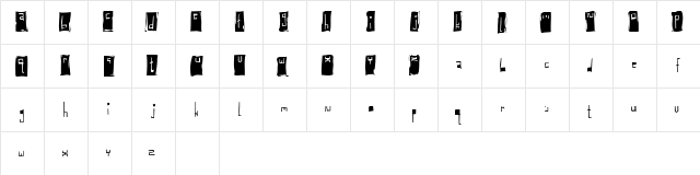 Baglady Regular  glyph index