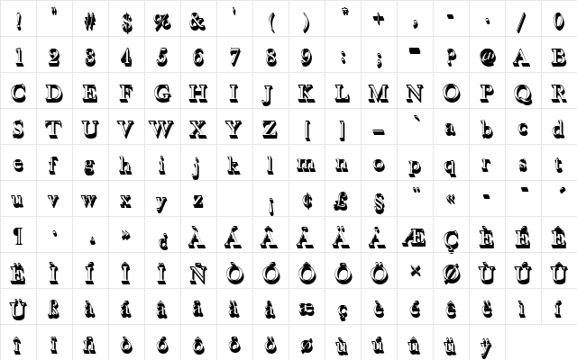 BaskervilleOldFacDSh1 Regular  glyph index