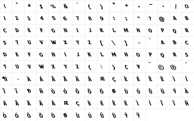 Leviathan Oblique Regular  glyph index