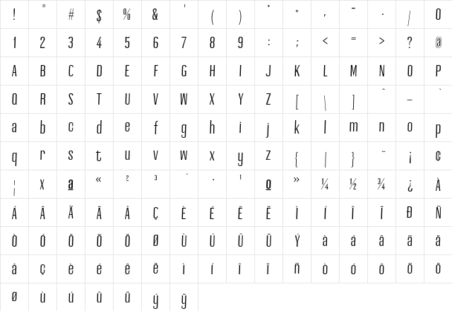 Ashemark Regular  glyph index
