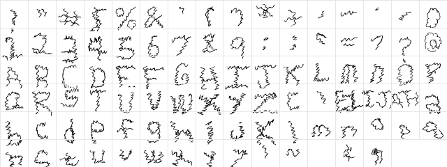 Zigie Zag Regular  glyph index