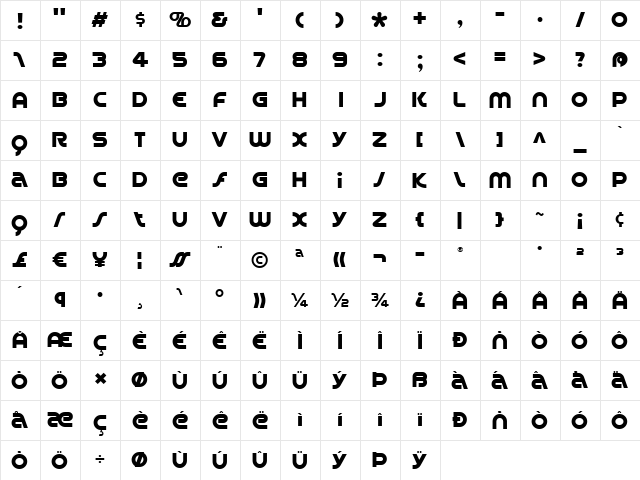 Spin Cycle Regular  glyph index