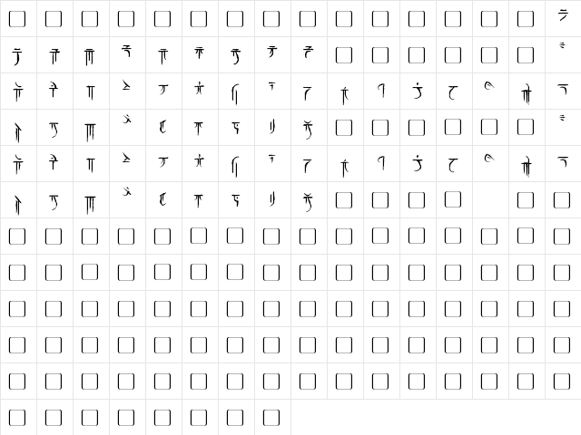 Iokharic Regular  glyph index