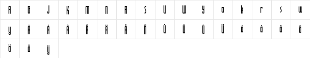 RaleighGothic Regular  glyph index