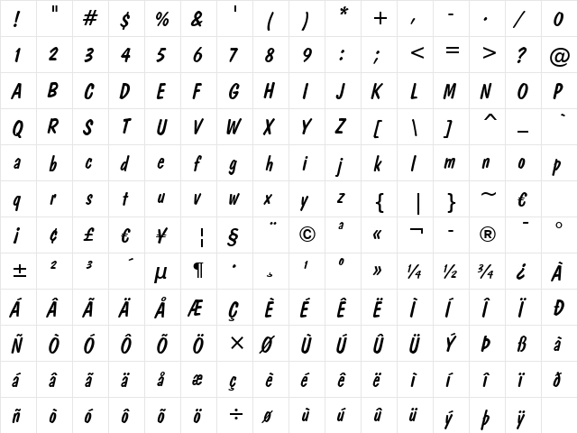 DomDiagonal BT Regular  glyph index