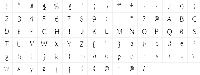 StinkyMovement Regular  glyph index