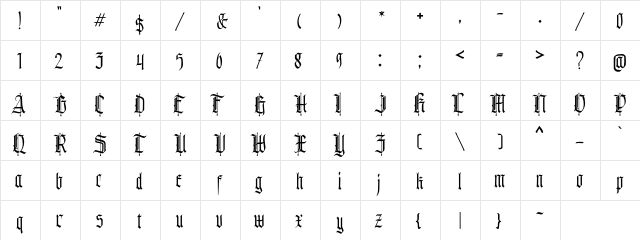 Bullgine DEMO Regular  glyph index