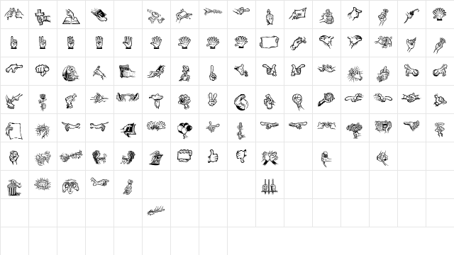High Five Regular  glyph index