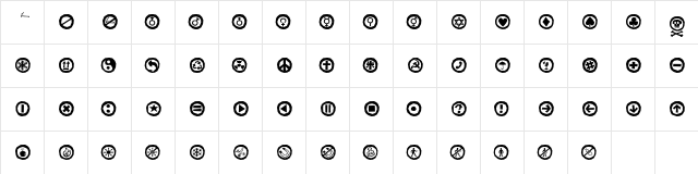 AleSignsWhiteLL Regular  glyph index