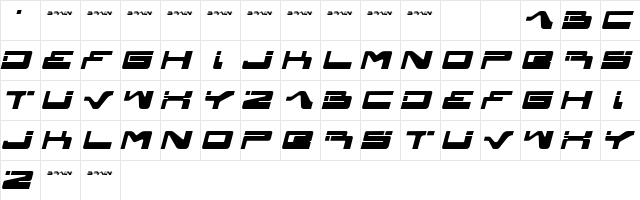 yagiza Regular  glyph index
