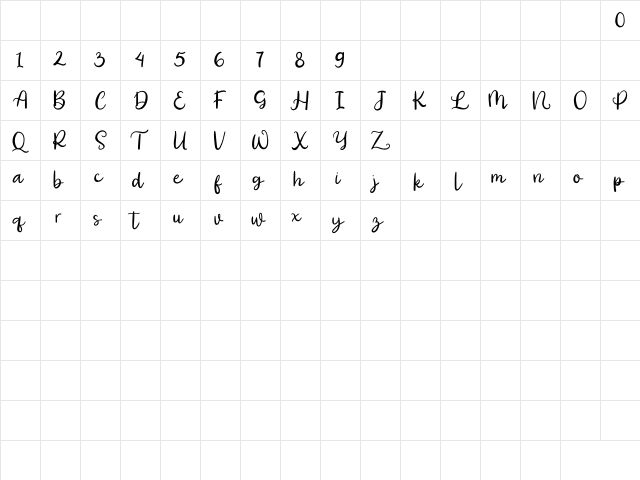 Summer Like Regular  glyph index