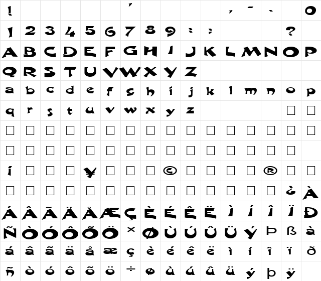 FZ JAZZY 11 EX Normal  glyph index